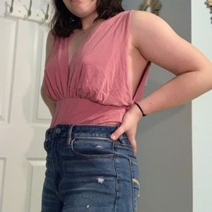 Light pink low cut bodysuit